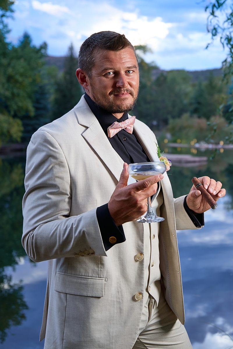 groom portrait cigar pond